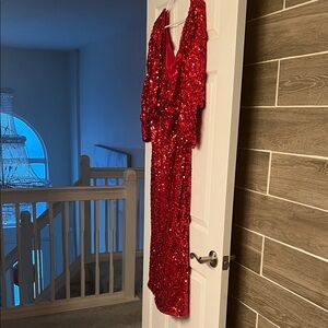 Boohoo Vibrant Red Sequin Gown